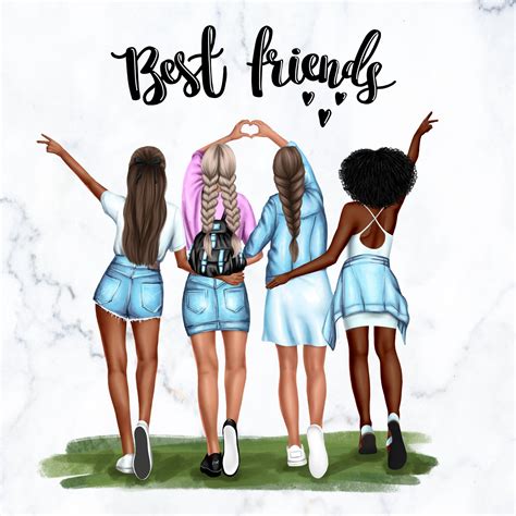 best friends clipart by Elenbushe on @creativemarket Girl Clipart, Best Friends Cartoon, Friend ...