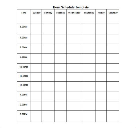 Hourly Schedule Template – task list templates