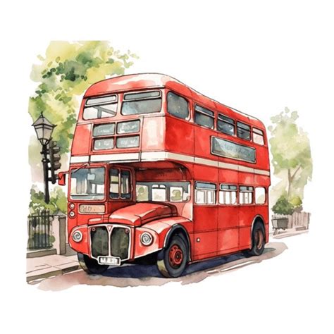 London Bus Watercolor Clip Art Sublimation Graphics 4 High - Etsy