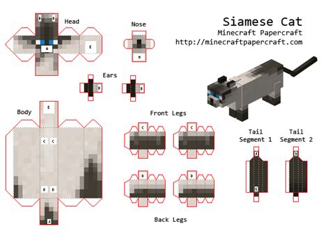 Papercraft Siamese Cat | Minecraft cat, Papercraft minecraft skin ...