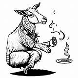 Goat Smoking A Cigarette Coloring Page · Creative Fabrica sketch template