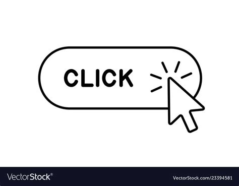 Click here button with cursor icon Royalty Free Vector Image