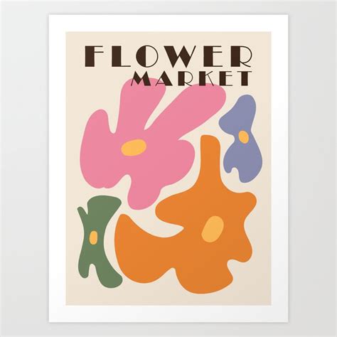 Flower market print, Colorful retro print, Indie decor, Cottagecore ...