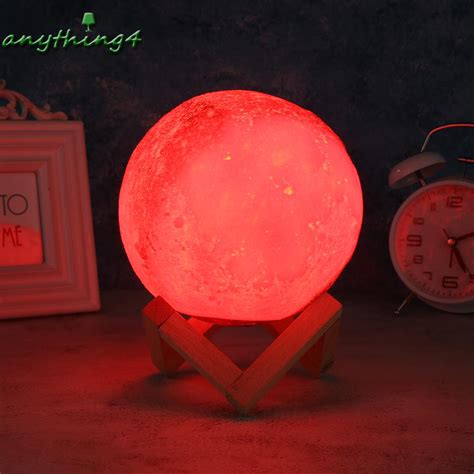 Cotton Light★ 16 Colors 3D Print Moon Lamp Remote Control LED Bedside ...