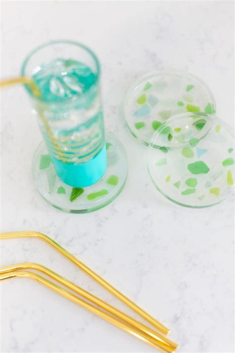 Resin Coasters with Sea Glass » Easy DIY from Lovely Indeed