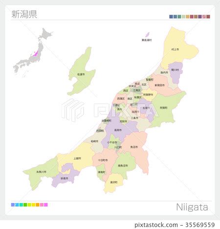 Map of Niigata Prefecture (city / city / color... - Stock Illustration ...