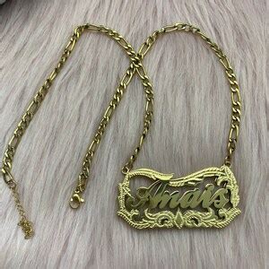 Double Nameplate, Diamond Cut Necklace, Name Plate Necklace, Custom Name Necklace, 3D Name ...