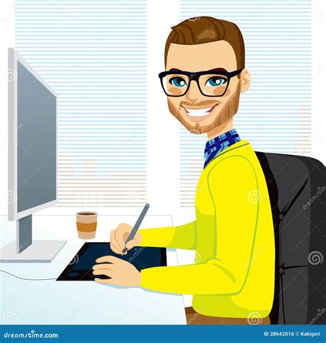 Hipster Graphic Designer Man Working Royalty Free Stock Image - Image: 38642016