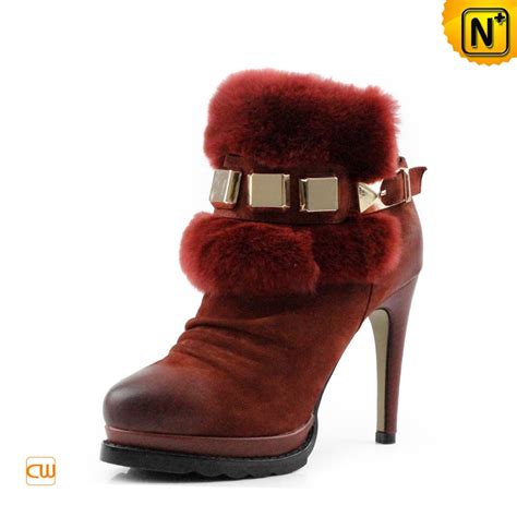 Red Leather High Heel Boots Women | CWMALLS