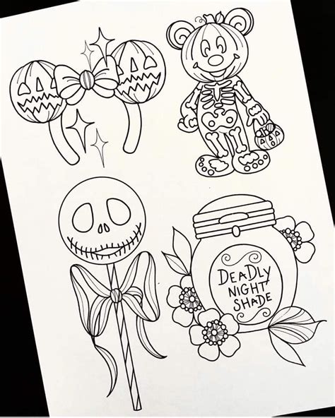 Halloween Tattoos, Halloween Drawings, Halloween Art, Disney Halloween, Spooky Tattoos, Kawaii ...