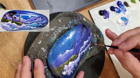 How to Paint a River Rock Tutorial - Demo Acrylic Painting on a Rock - YouTube