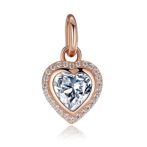 925 Sterling Silver Rose gold heart shaped Pendant Charm Fits Pandora ...