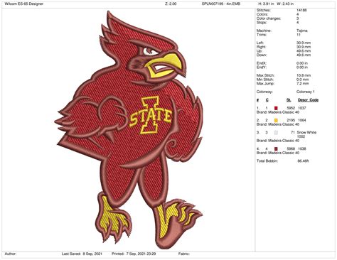 Iowa State Cyclones - Mascot Logo (2008) - College Sports Embroidery ...