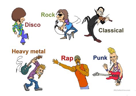 Music genres and vocabulary worksheet - Free ESL projectable worksheets made by teachers