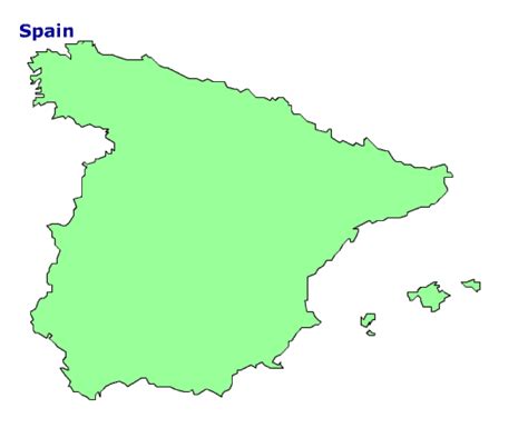 Map of Spain. Terrain, area and outline maps of Spain - CountryReports