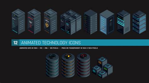 12 Animated Tech Icons, Motion Graphics | VideoHive