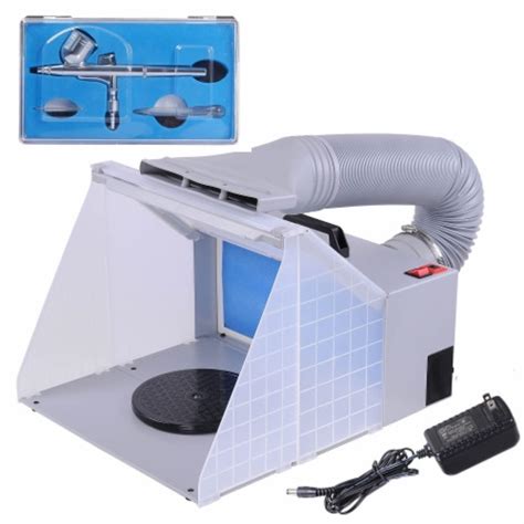 Airbrush Spray Booth Kit with Dual Action Airbrush LED Light 0.3mm Hose ...