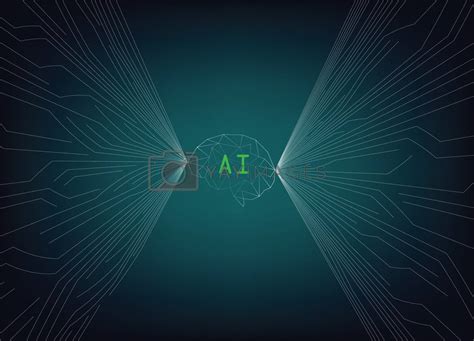 AI brain with modern technology circuit line on gradient background. by ...