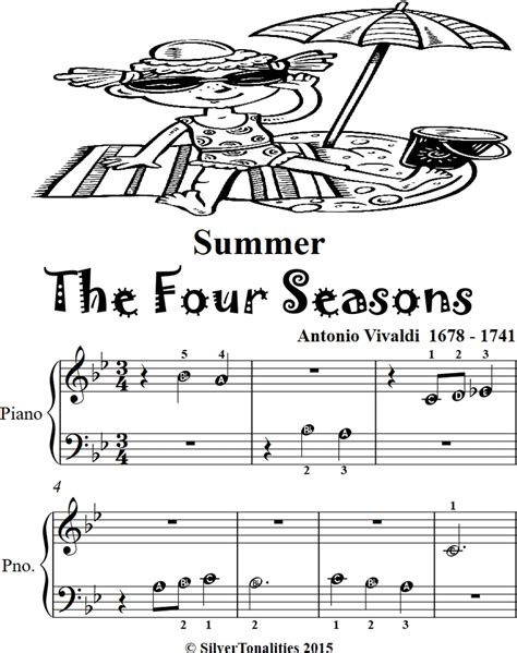 Summer the Four Seasons First Movement Beginner Piano Sheet Music ...