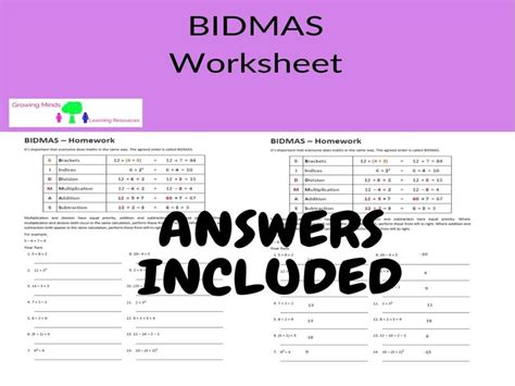 Bidmas-Worksheet | Teaching Resources