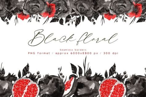 Black Rose Seamless Border Graphic by Yelloo Fish · Creative Fabrica