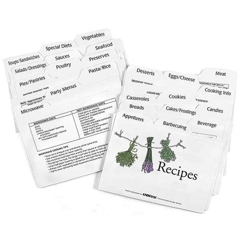 Recipe Card Box Divider Set - 4x6