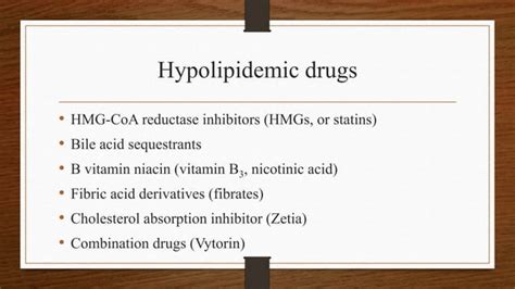 Hypolipidemic drugs for Bsc nursing