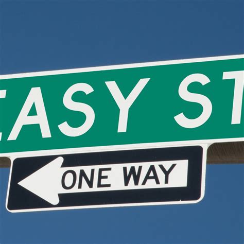 Easy Street on green overhead highway sign with one way arrow | Gravitate One