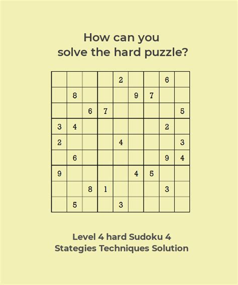 Fourth level hard Sudoku puzzle 4, Strategies Techniques and Solution | Sudoku, Sudoku puzzles ...