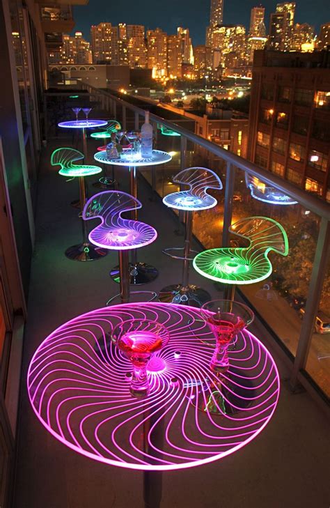 Spyra LED light up Bar Furniture Set by LumiSource - Multi - Table: Acrylic, Metal Barstools ...