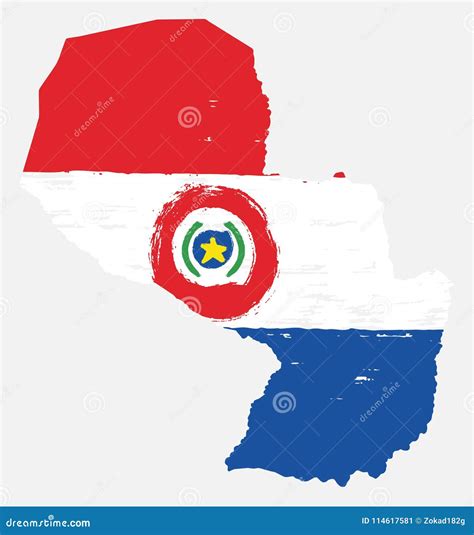 Paraguay Flag & Map Vector Hand Painted with Rounded Brush Stock Vector - Illustration of ...