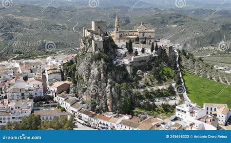 Aerial View of the Municipality of Olvera in the Region of the White Villages of Cadiz, Spain ...