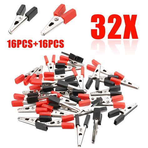 Aliexpress.com : Buy 32pcs NEW Crocodile Clips Electrical Battery Alligator Clamps Red Black ...