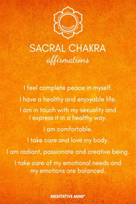 Sacral Chakra Affirmations. | Chakra affirmations, Sacral chakra affirmation, Sacral chakra healing