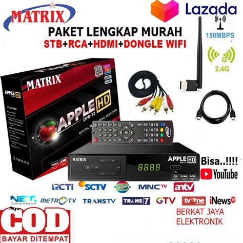 HARGA PROMO!!! Set Topbox Tv Digital Matrix DVB T2 EWS Apple HD set ...