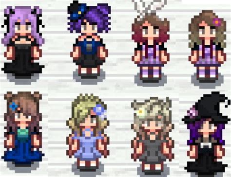 Hairstyles recolored and a new Hairstyle Update | Stardew valley, Stardew valley layout, Pixel art