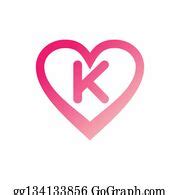 1 K Letter In Pink Love Sign Logo Clip Art | Royalty Free - GoGraph