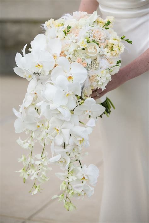 Cascading White Orchid Bridal Bouquet