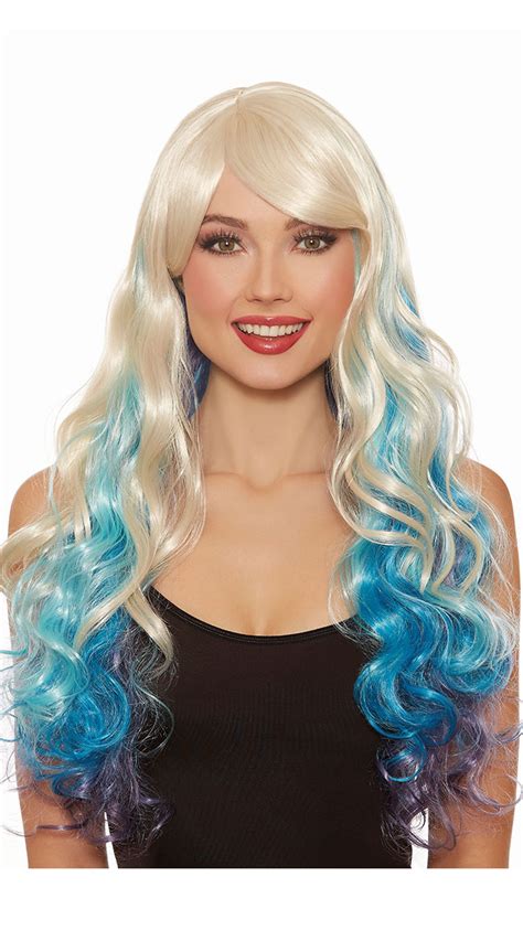 All About Holidays » Blonde/Light Blue Long Layered Wig