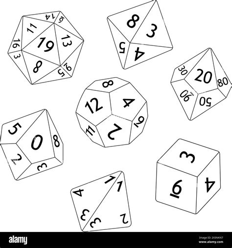 D8 D10 D12 D20 Dice for Board games. Collection of polyhedral dices with different sides. Vector ...