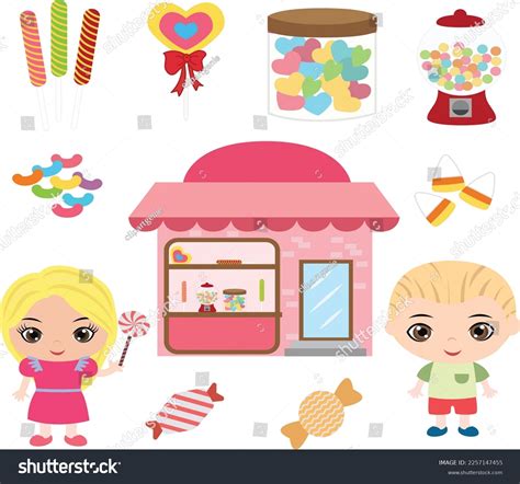 Candy Store Elements Candy Store Clipart Stock Vector (Royalty Free) 2257147455 | Shutterstock