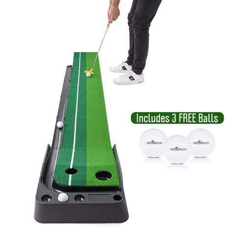 Abcosport Indoor Golf Putting Practice Mat – Auto Ball Return Function – Life-Like Portable Golf ...