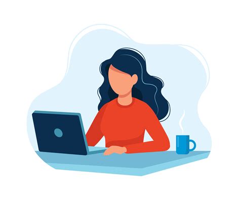 Woman working with computer. Bright colorful vector illustration. 518198 Vector Art at Vecteezy