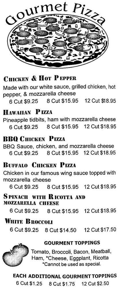 Menu | Clifton Park Pizza