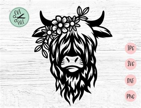 Halloween Moms, Halloween Design, Highland Cow Tattoo, Flower On Head, Silhouette Cameo Projects ...