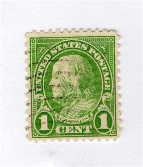 US Postage Stamp 1 cent Franklin Green Facing left 632 Perf | Etsy