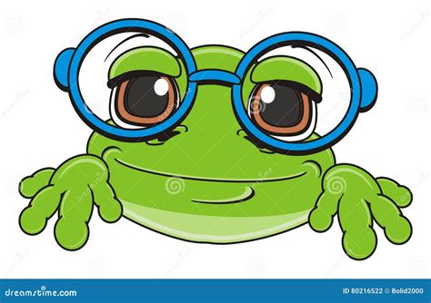 Snout of frog in glasses stock illustration. Illustration of cartoon - 80216522