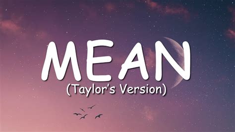 Taylor Swift - Mean (Taylor's Version) (Lyric Video) - YouTube