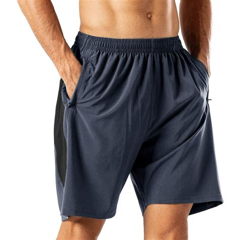 Men's Workout Running Shorts with Zipper Pockets Quick Dry Lightweight ...