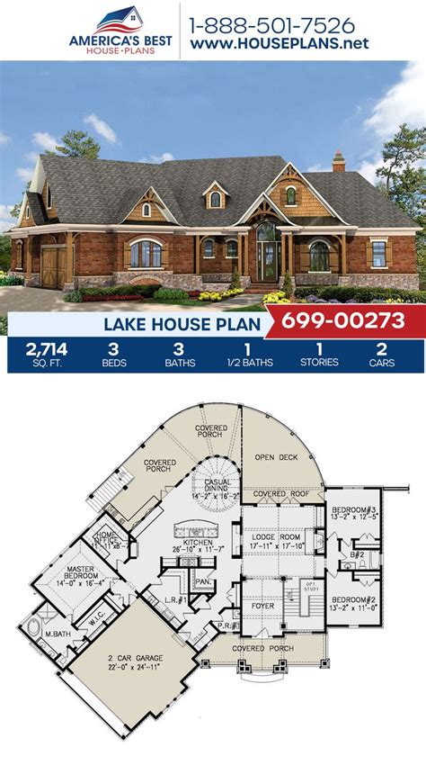 House Plan 699-00273 - Lake Front Plan: 2,714 Square Feet, 3 Bedrooms, 3.5 Bathrooms | Lake ...